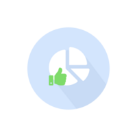 mpunkt Blogbeitragsgrafik Kuchendiagramm mit grünem "Daumen hoch" zum Thema Sichtbarkeit der Webseite verbessern Icon